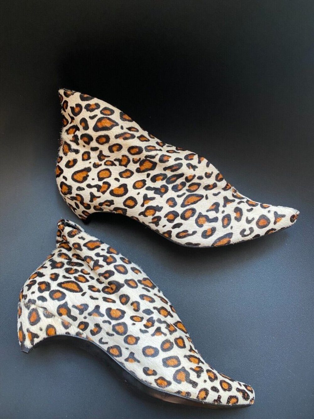 New HANDMADE Genuine Leather Animal Print Kitten Heel Bootie Boots NYC Designer - Picture 2 of 14